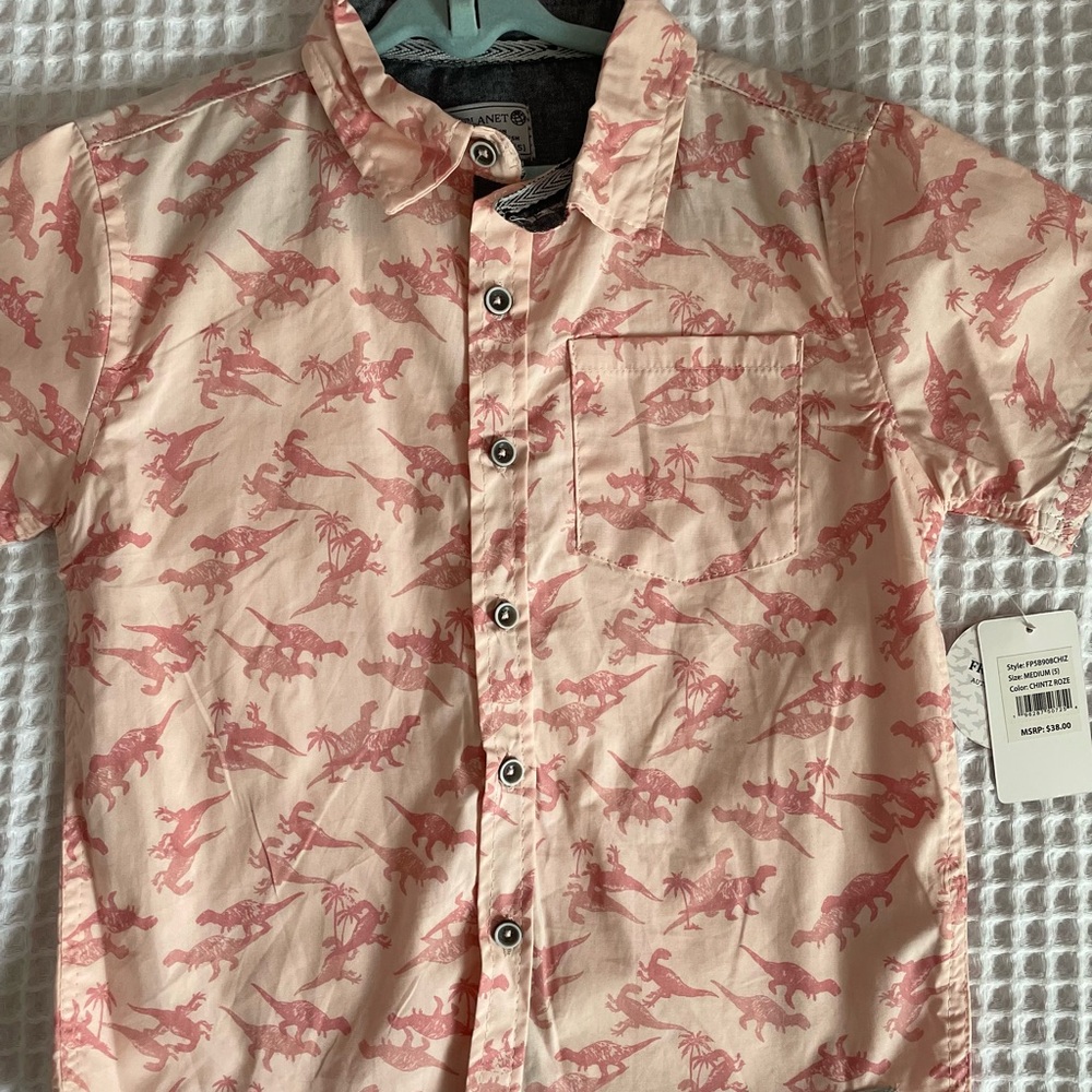 Dinosaur Print Button-Up Shirt